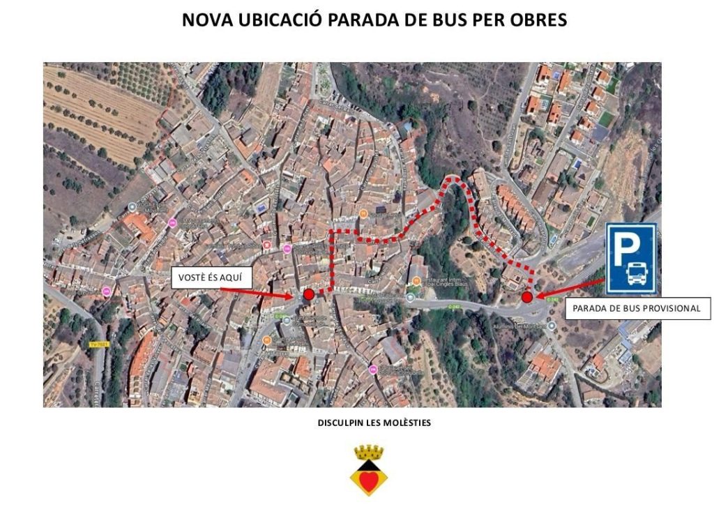 Mapa amb la ubicació de la parada de bus.