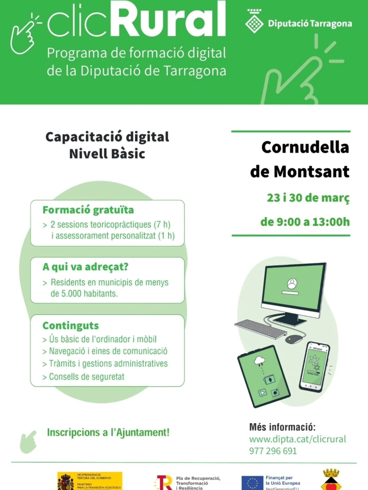 Cornudella de Montsant impulsa la digitalització dels ciutadans amb un nou curs de competències digitals