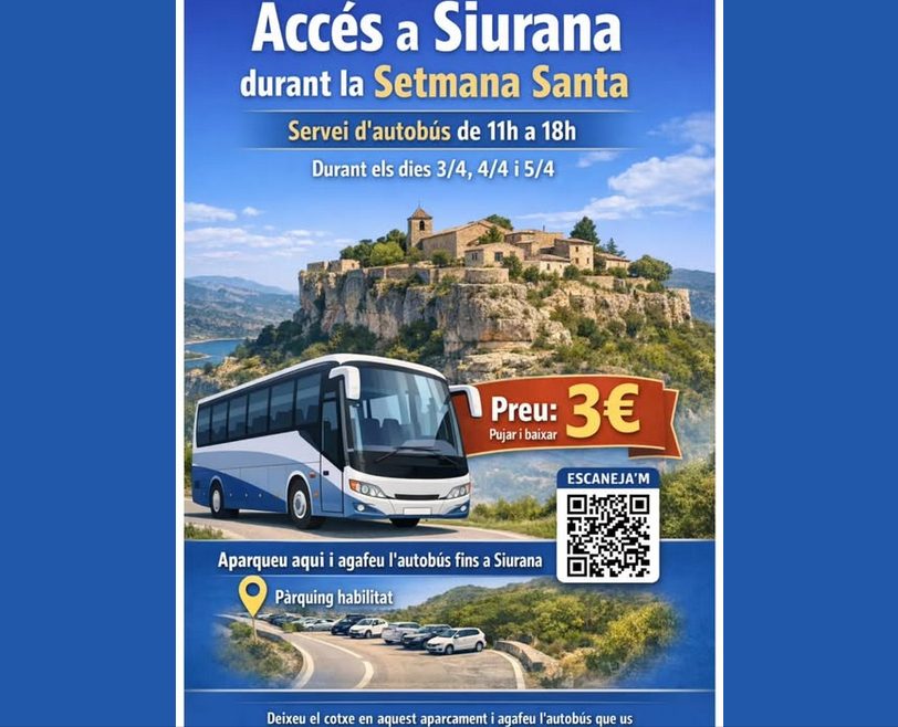 Servei de transport a Siurana durant la Setmana Santa